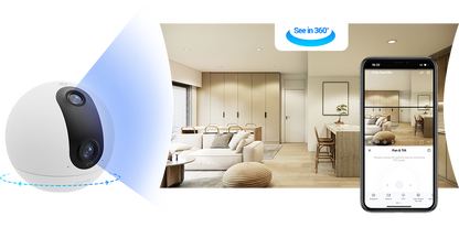 📹 Cámara seguridad doble lente 360° interior con audio