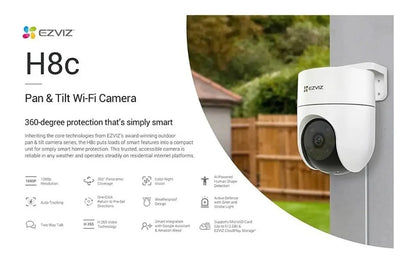 🔒🎥 EZVIZ H8c – Cámara de Seguridad Exterior WiFi con Movimiento 360° | 2MP o 4MP